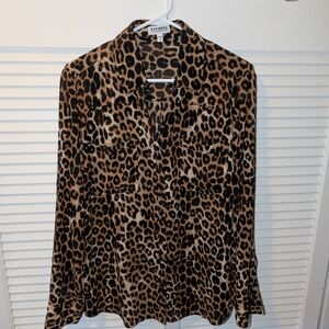 Express Leopard-Print Blouse in Tan and Black